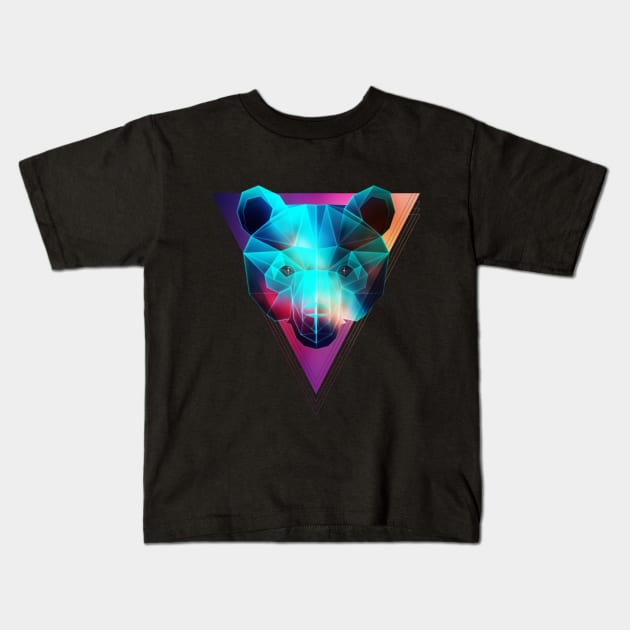 Ursa Neon - Space Bear Kids T-Shirt by Jarkkokarkko